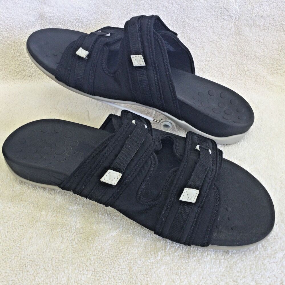 Vionic Sarah 9.5 Sandals Slides Women's Black Comfort Arch Support Orthaheel